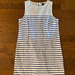 J. Crew Striped Shift Dress with Eyelet Lace